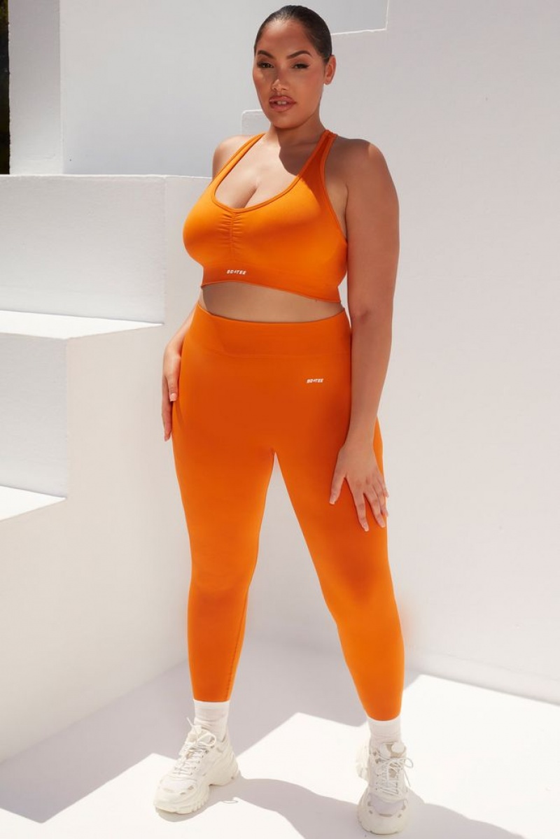 Oh Polly Surge Curved Waist Seamless Leggings Leggings Deep Orange | JRNP-87296