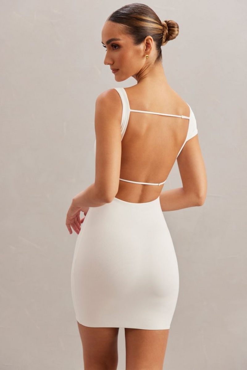 Oh Polly Tahnee Open Back Mini Dress Mini Dress Ivory | DETX-02587