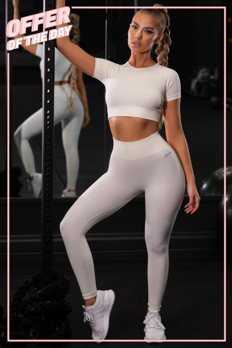 Oh Polly Unstoppable Seamless Full Length Leggings Leggings Cream | MVNP-28794