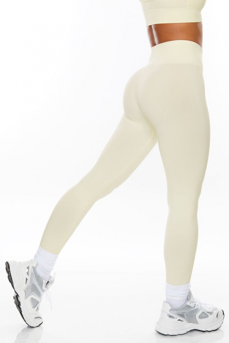 Oh Polly Vitality Petite Seamless Full Length Leggings Leggings Ivory | UARV-15268