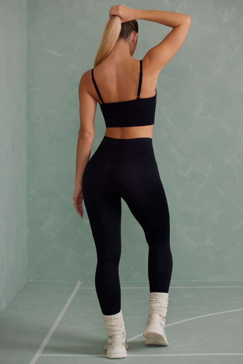 Oh Polly Vitality Super Sculpt Full Length Leggings Gym Leggings Onyx Black | NGBS-73105