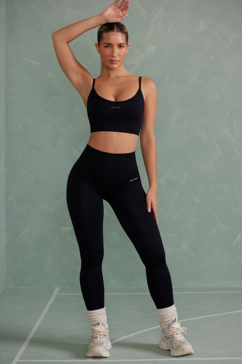 Oh Polly Vitality Super Sculpt Full Length Leggings Gym Leggings Onyx Black | NGBS-73105