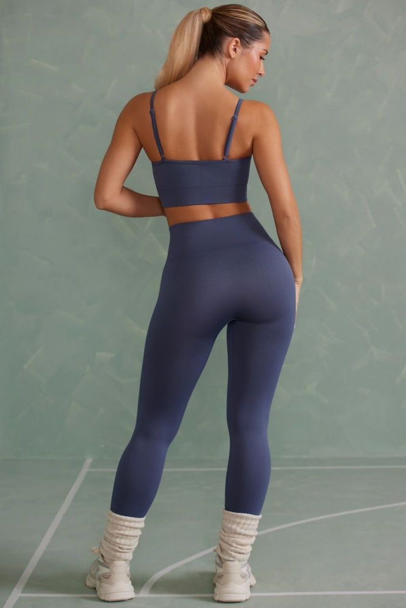 Oh Polly Vitality Super Sculpt Full Length Leggings Gym Leggings Steel Blue | JUNZ-04935